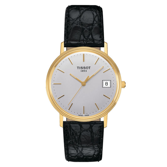 Tissot Goldrun Hesalite 18K Gold (Leather, Black) Indexes