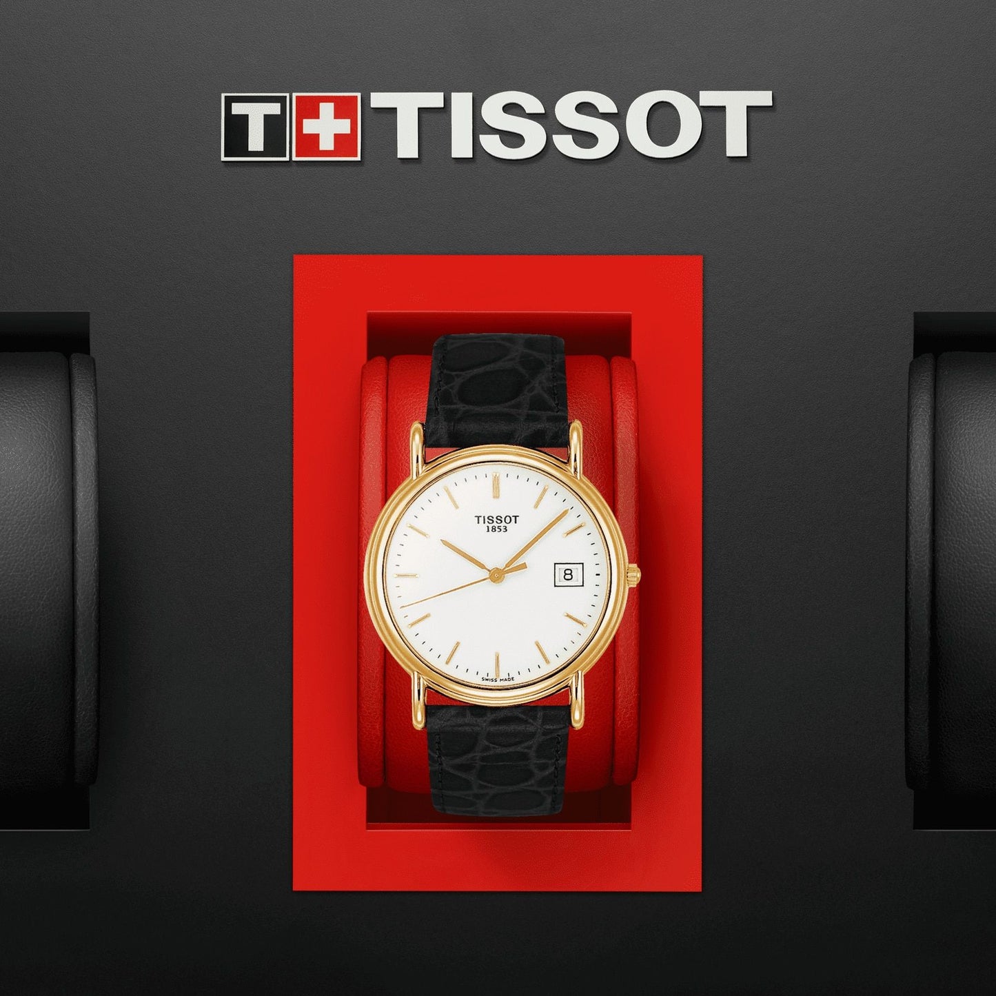 Tissot Carson 18K Gold (Leather, Black) Indexes