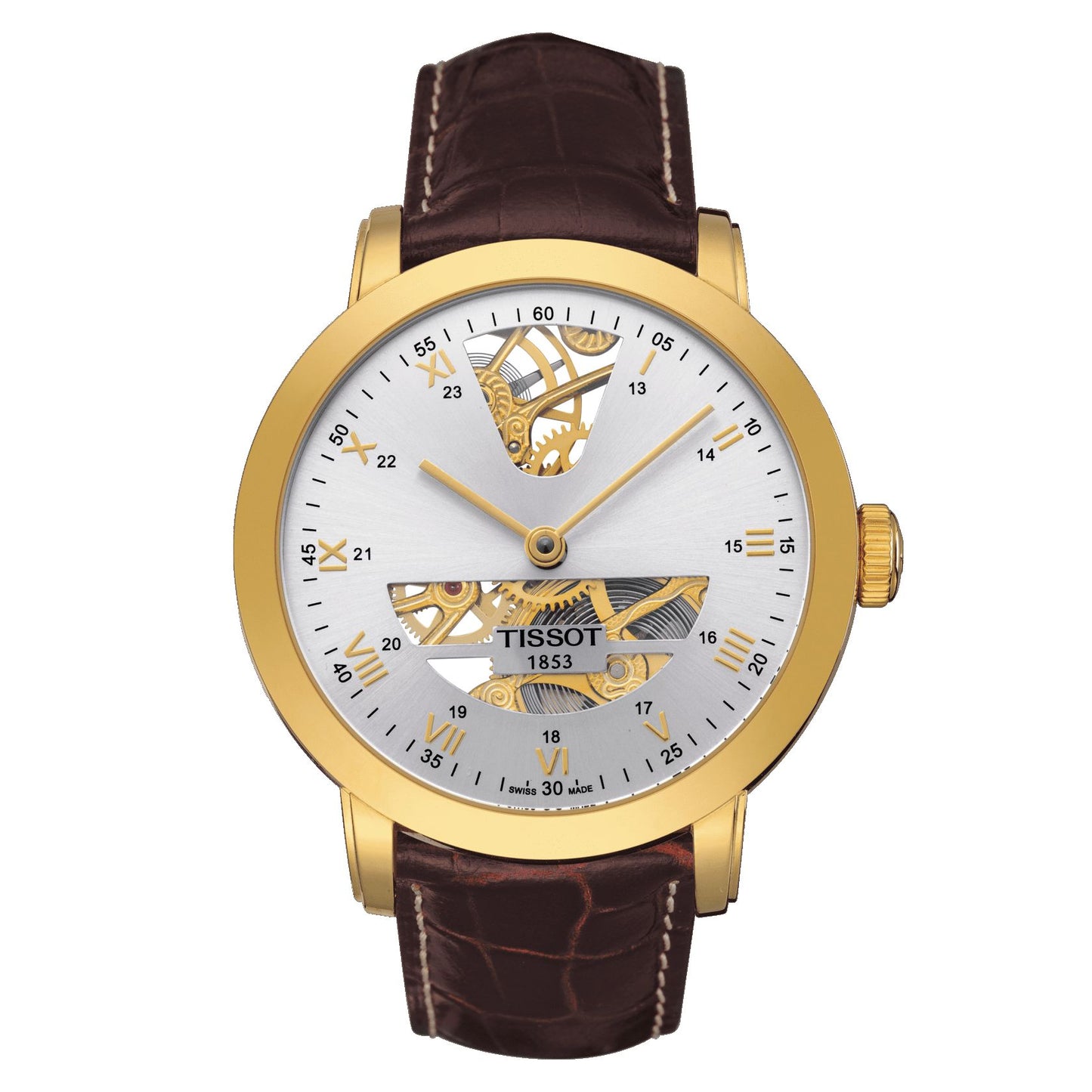 Tissot Sculpture Line Mechanical 18K Gold (Leather, Brown) Roman