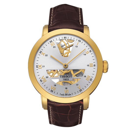 Tissot Sculpture Line Mechanical 18K Gold (Leather, Brown) Roman