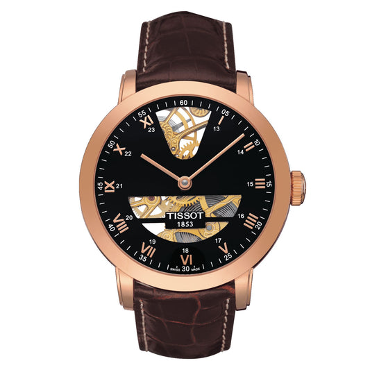 Tissot Sculpture Line Mechanical 18K Gold (Leather, Brown) Roman