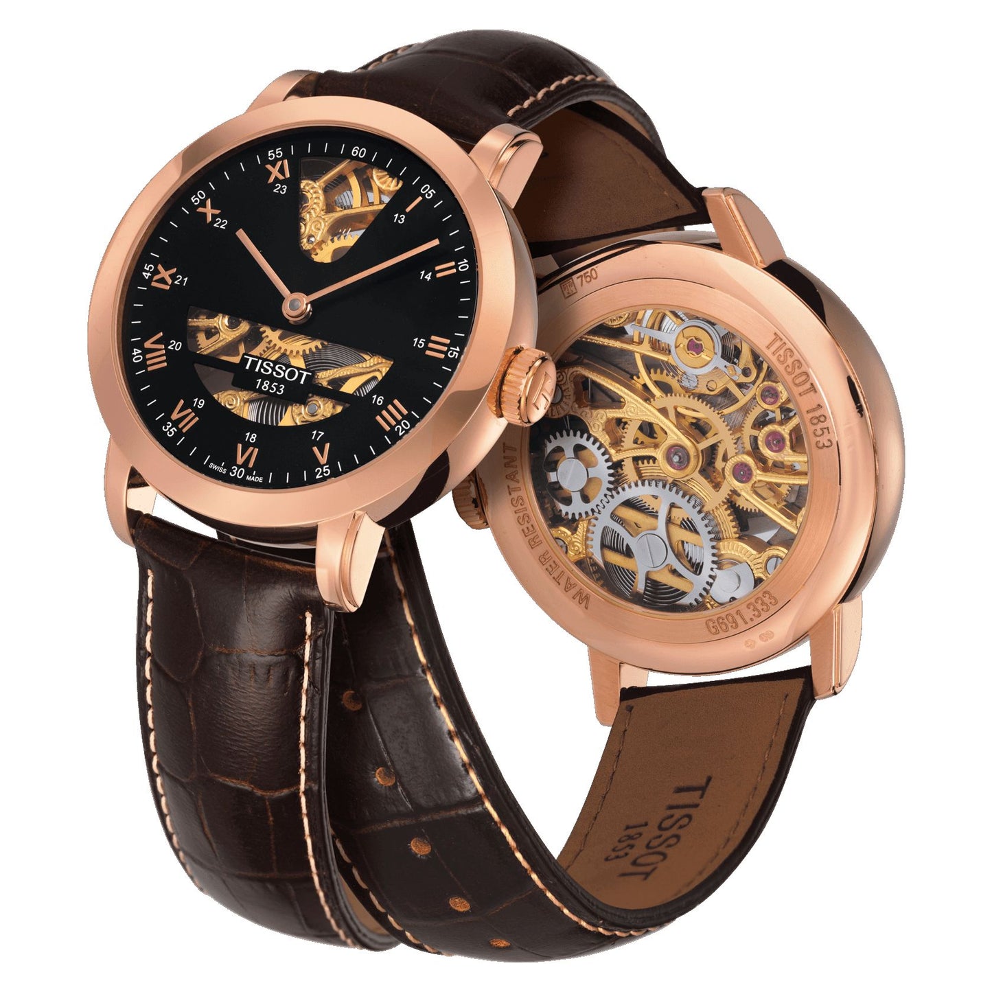 Tissot Sculpture Line Mechanical 18K Gold (Leather, Brown) Roman