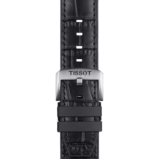 Tissot Official Black Leather And Rubber Parts Strap Lugs 22 Mm