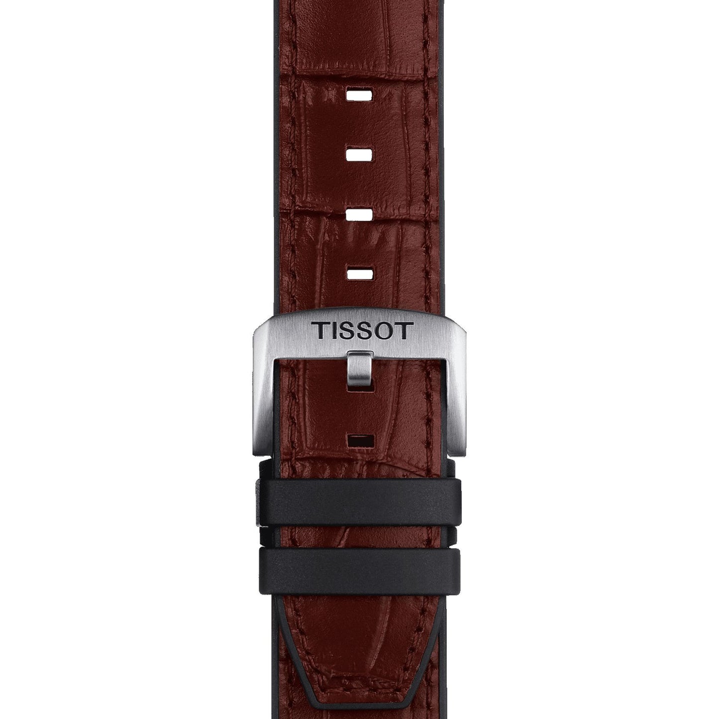 Tissot Official Brown Leather And Rubber Parts Strap Lugs 22 Mm