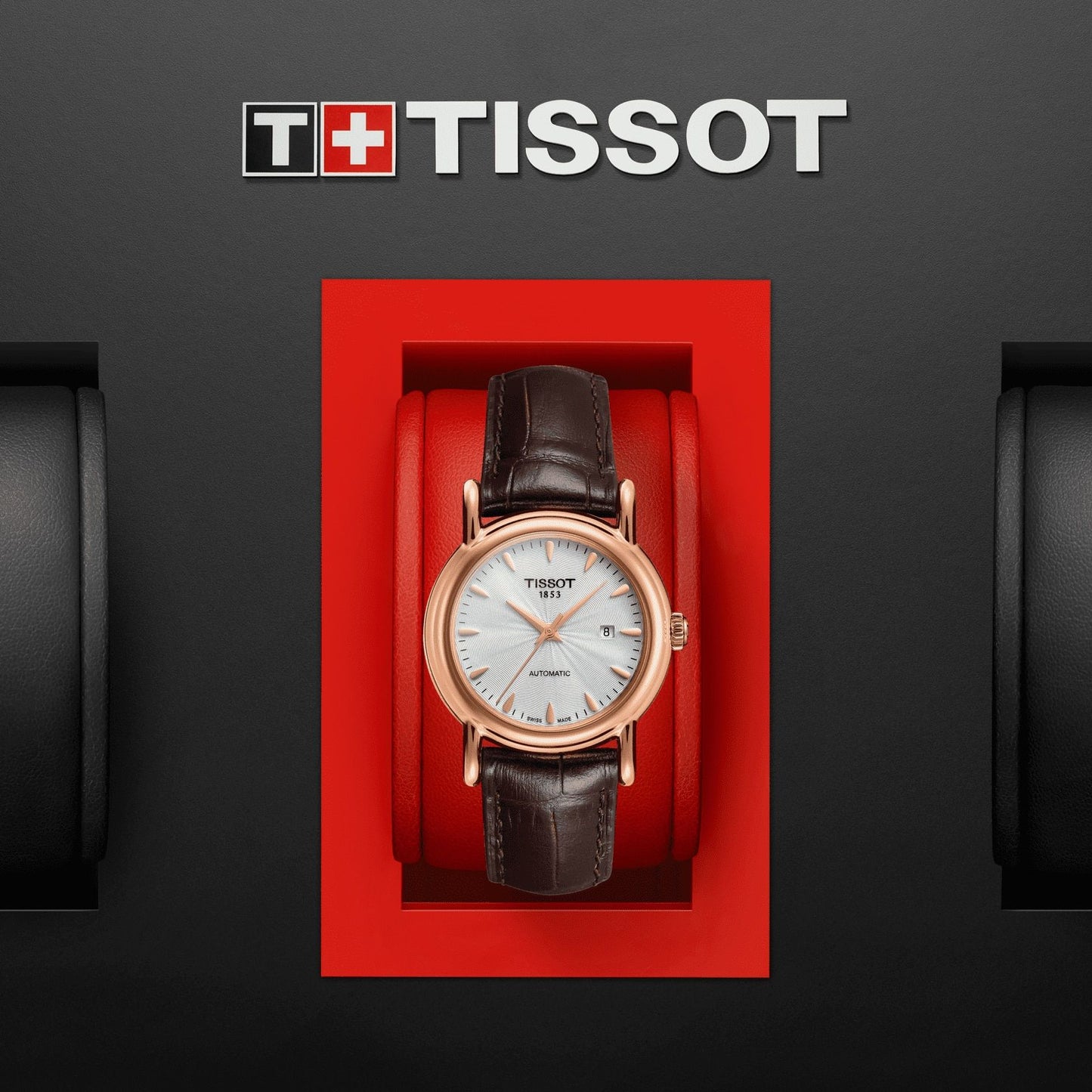 Tissot Carson Automatic Lady 18K Gold (Leather, Brown) Indexes