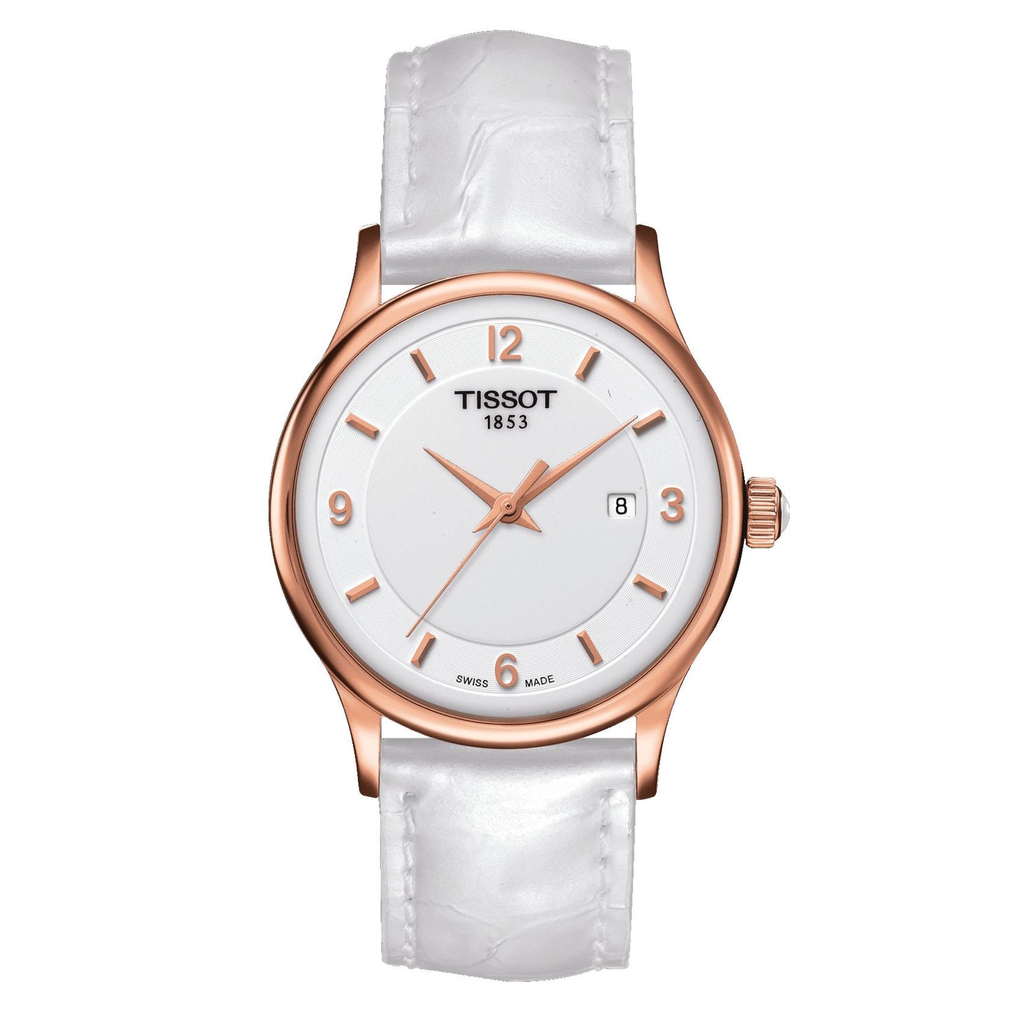 Tissot Rose Dream Lady 18K Gold (Leather, White) Arabic And Indexes