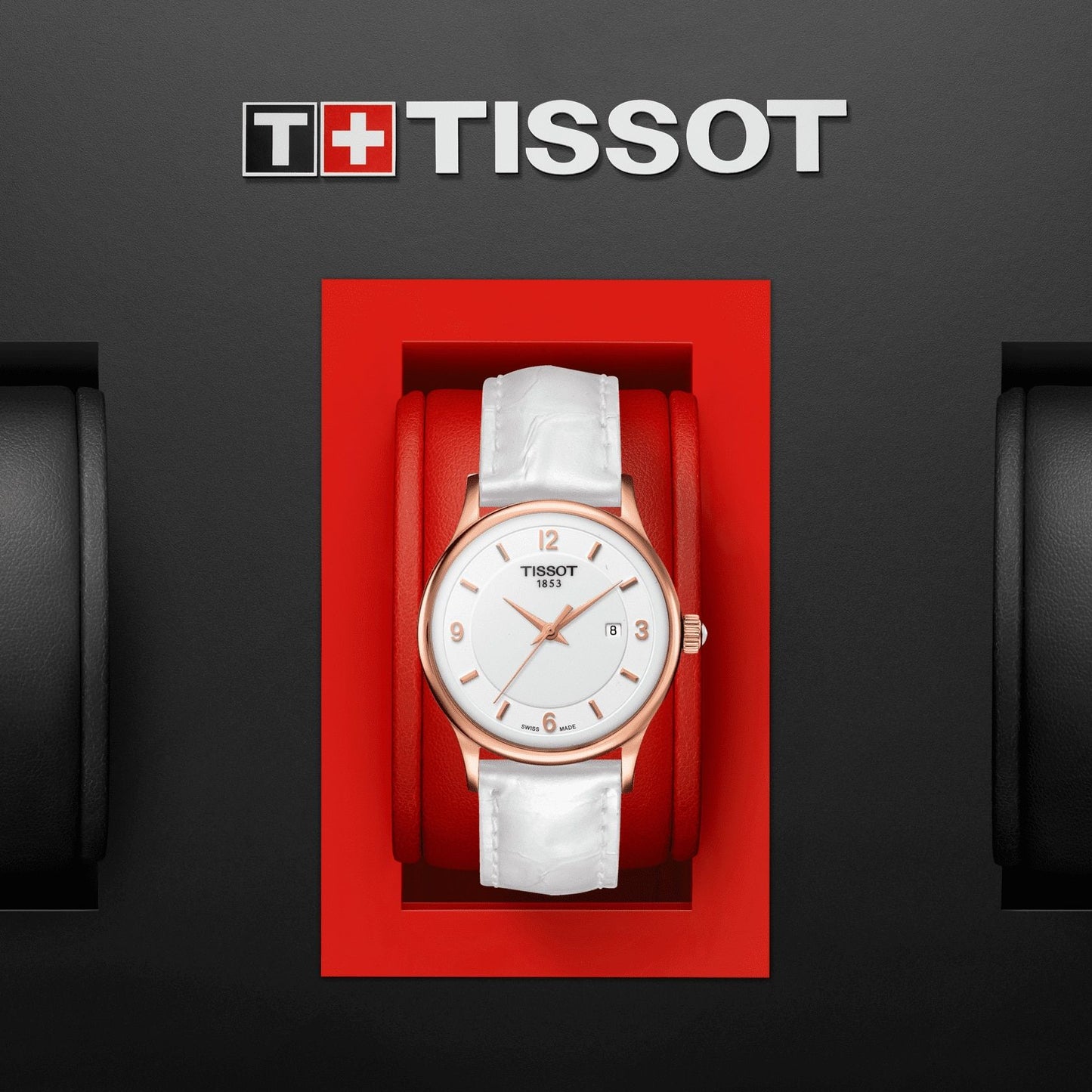 Tissot Rose Dream Lady 18K Gold (Leather, White) Arabic And Indexes