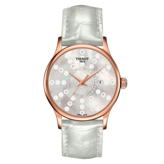 Tissot Rose Dream Lady 18K Gold (Leather, White) Diamonds