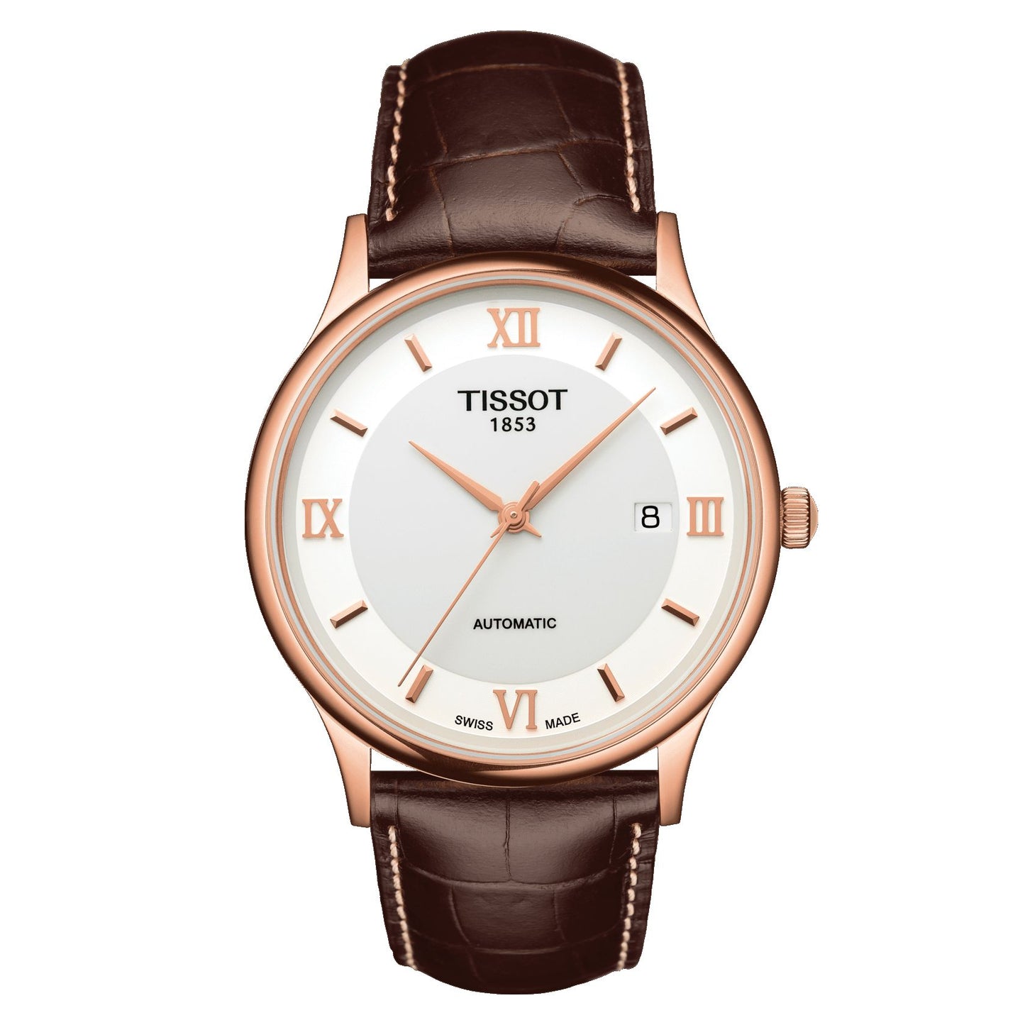 Tissot Rose Dream Automatic 18K Gold (Leather, Brown) Roman And Indexes