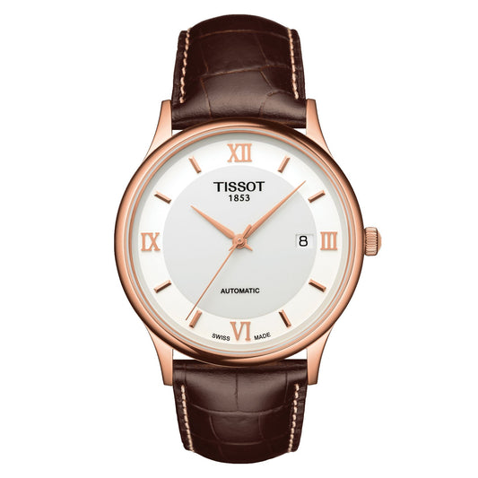 Tissot Rose Dream Automatic 18K Gold (Leather, Brown) Roman And Indexes
