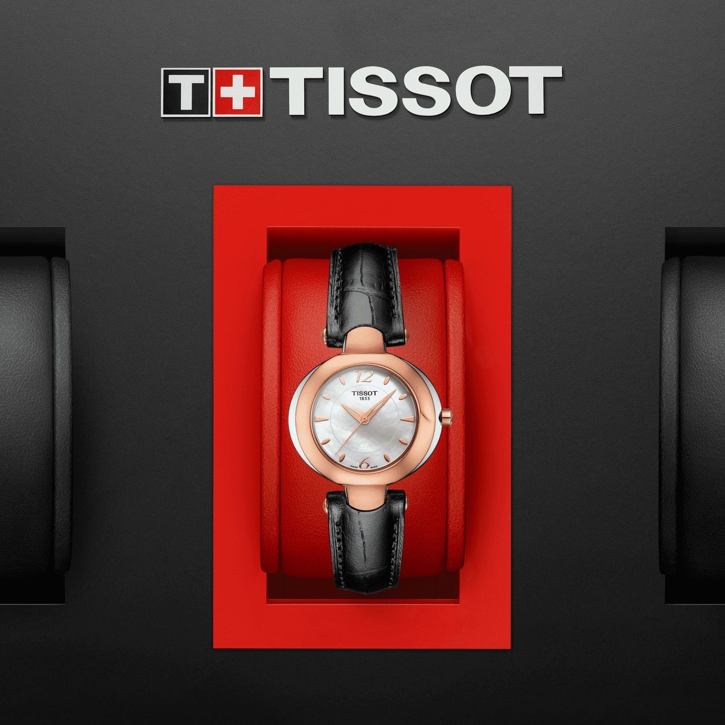 Tissot Organdy Lady 18K Gold (Leather, Black) Arabic And Indexes
