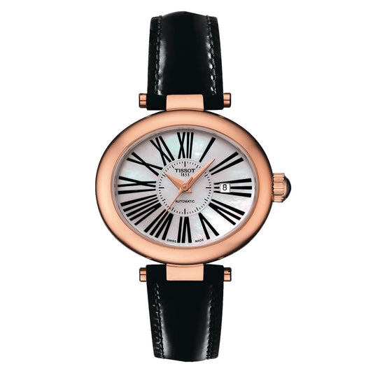 Tissot Glamorous Lady Automatic 18K Gold (Leather, Black) Roman
