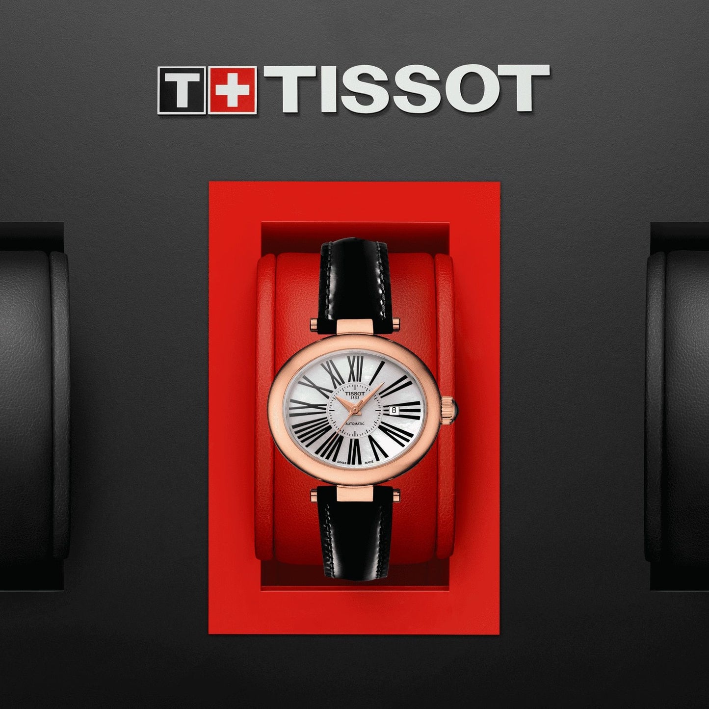Tissot Glamorous Lady Automatic 18K Gold (Leather, Black) Roman