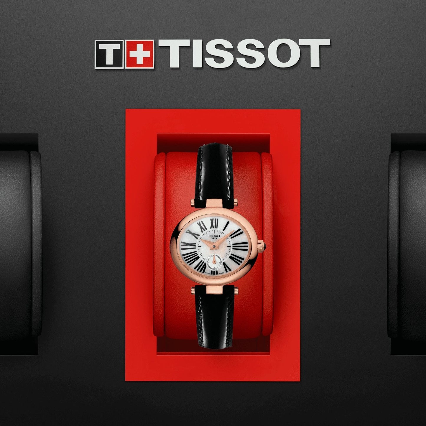 Tissot Glamorous Lady 18K Gold (Leather, Black) Roman