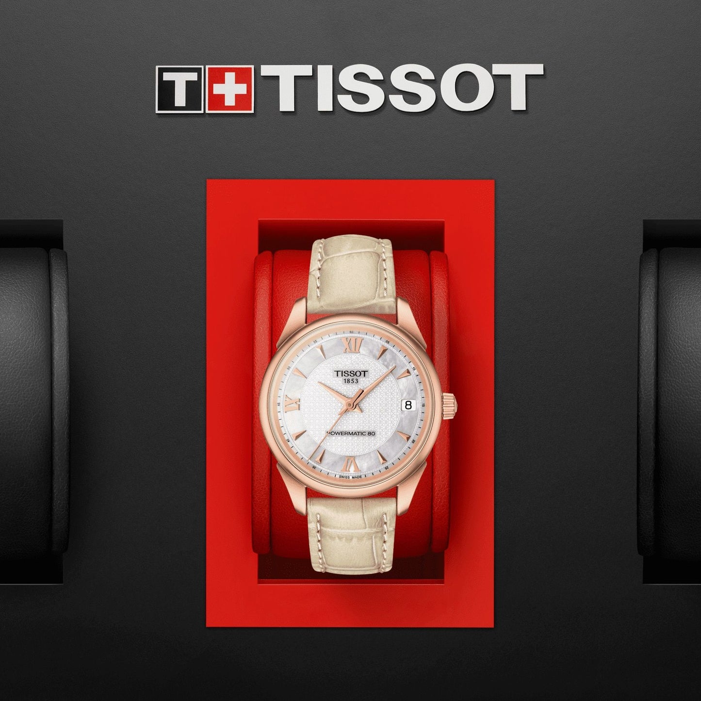 Tissot Vintage Powermatic 80 Lady 18K Gold (Leather, Cream) Roman And Indexes