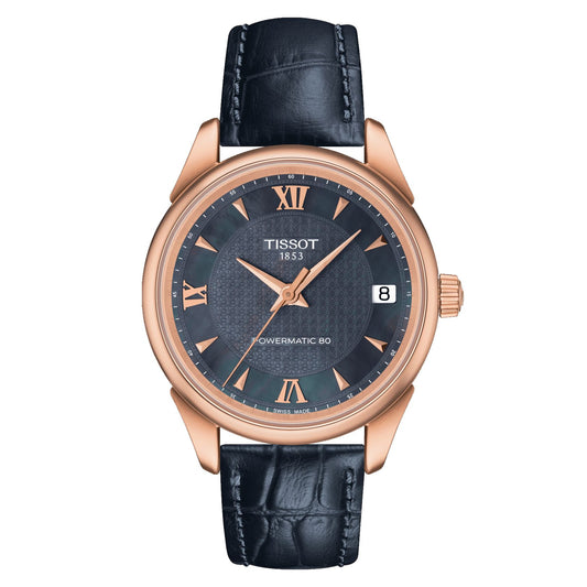 Tissot Vintage Powermatic 80 Lady 18K Gold (Leather, Grey) Roman And Indexes
