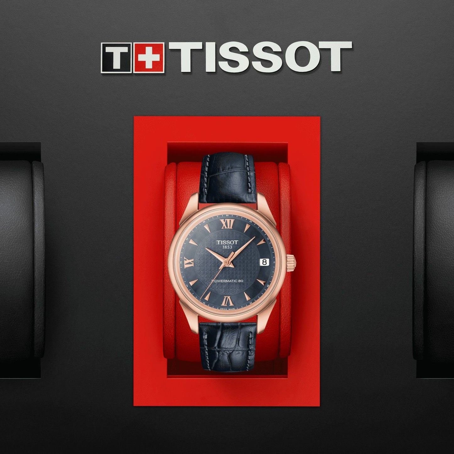 Tissot Vintage Powermatic 80 Lady 18K Gold (Leather, Grey) Roman And Indexes