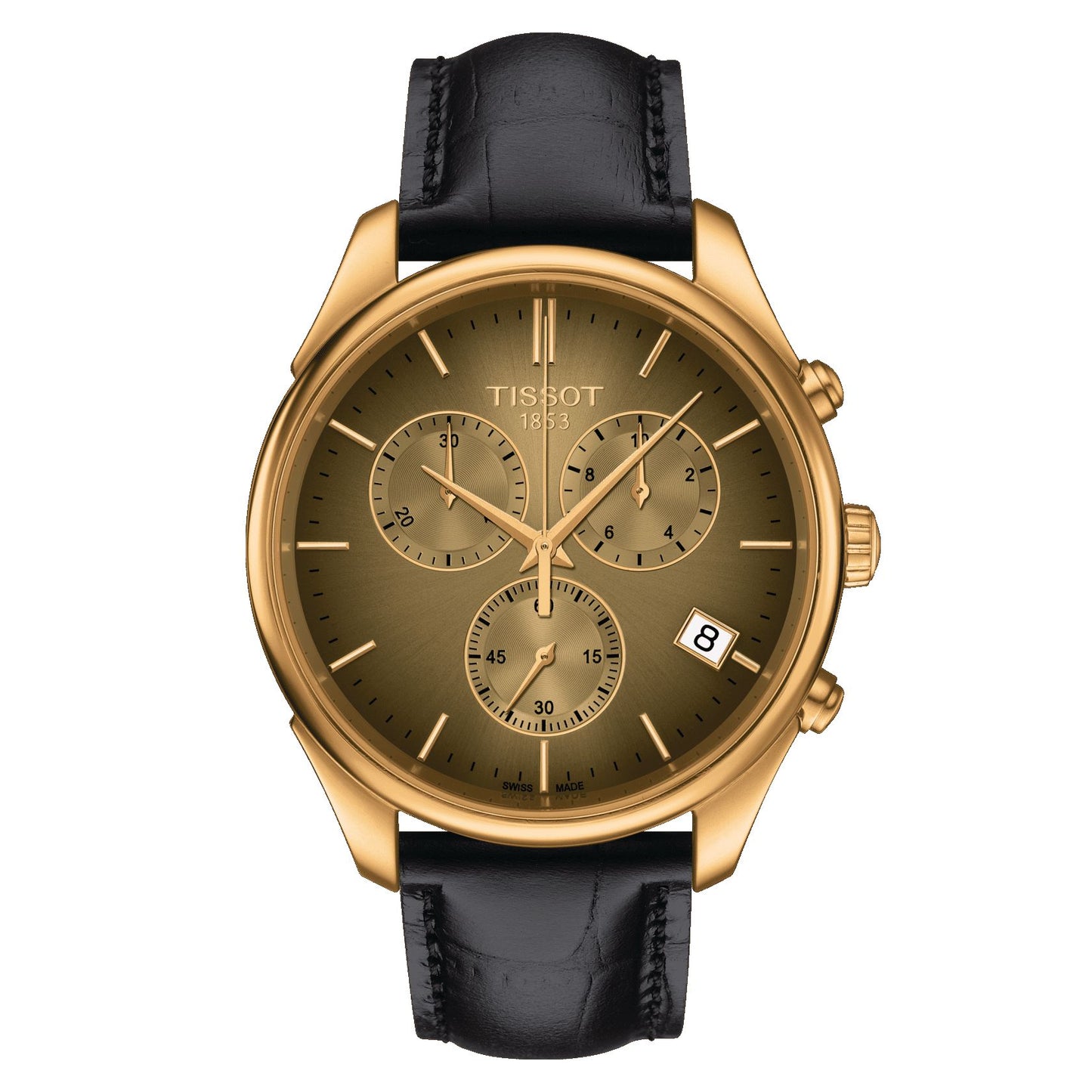 Tissot Vintage Chronograph 18K Gold (Leather, Black) Indexes