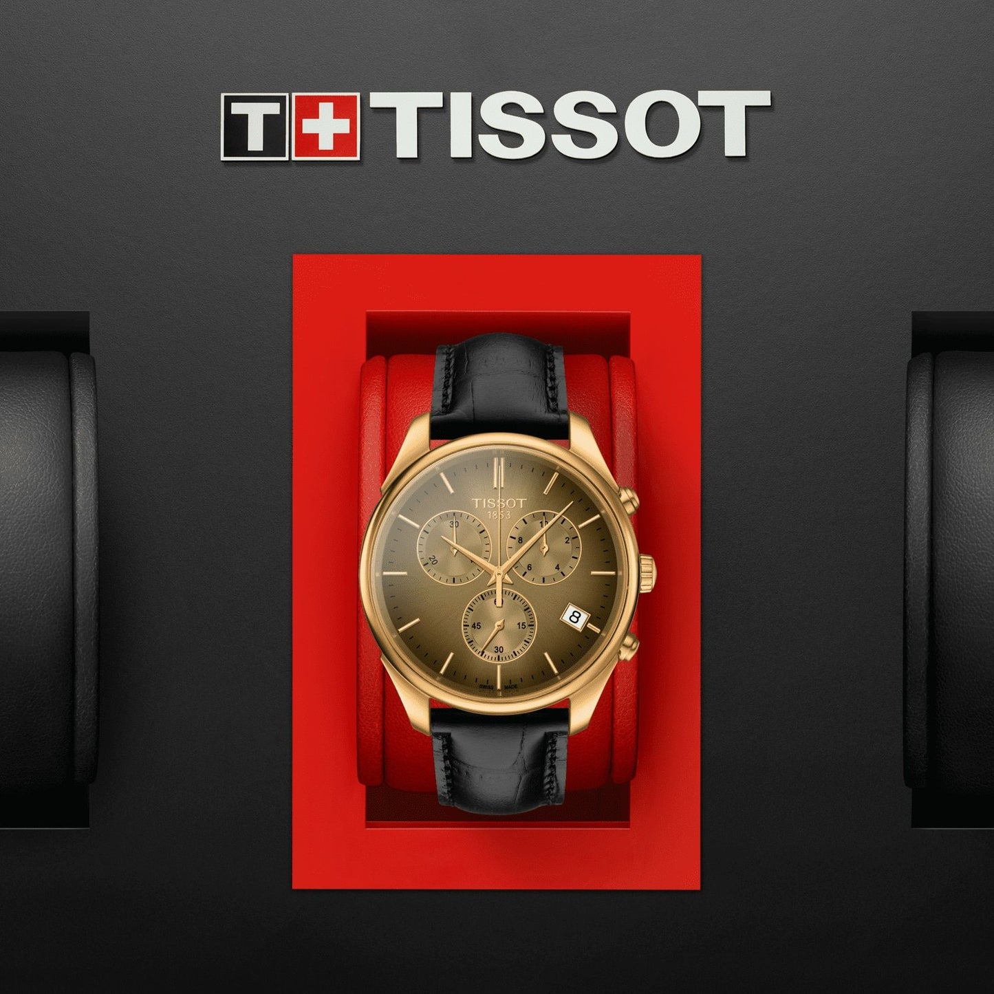 Tissot Vintage Chronograph 18K Gold (Leather, Black) Indexes