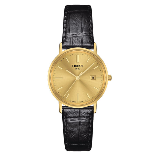 Tissot Goldrun Sapphire Lady 18K Gold (Leather, Black) Indexes