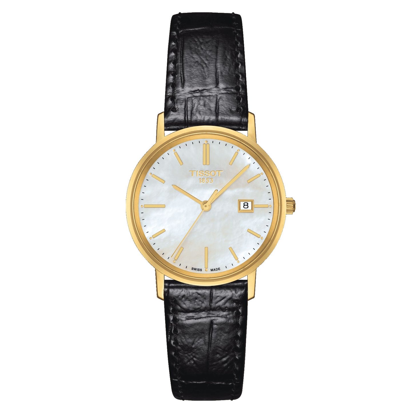 Tissot Goldrun Sapphire Lady 18K Gold (Leather, Black) Indexes