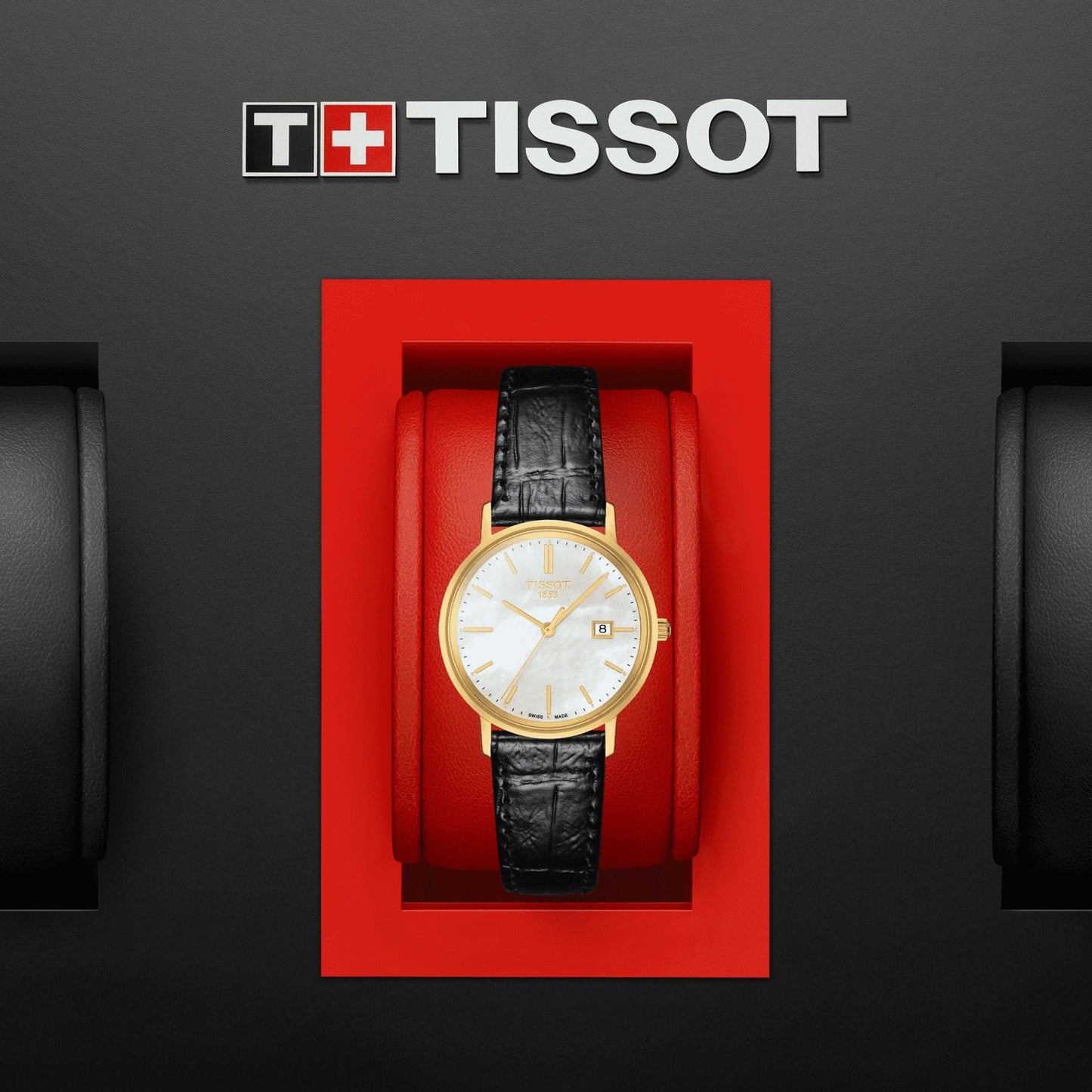 Tissot Goldrun Sapphire Lady 18K Gold (Leather, Black) Indexes