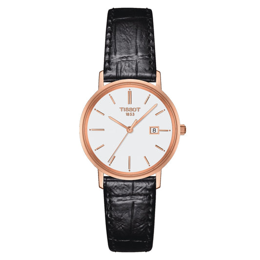 Tissot Goldrun Lady 18K Gold (Leather, Black) Indexes