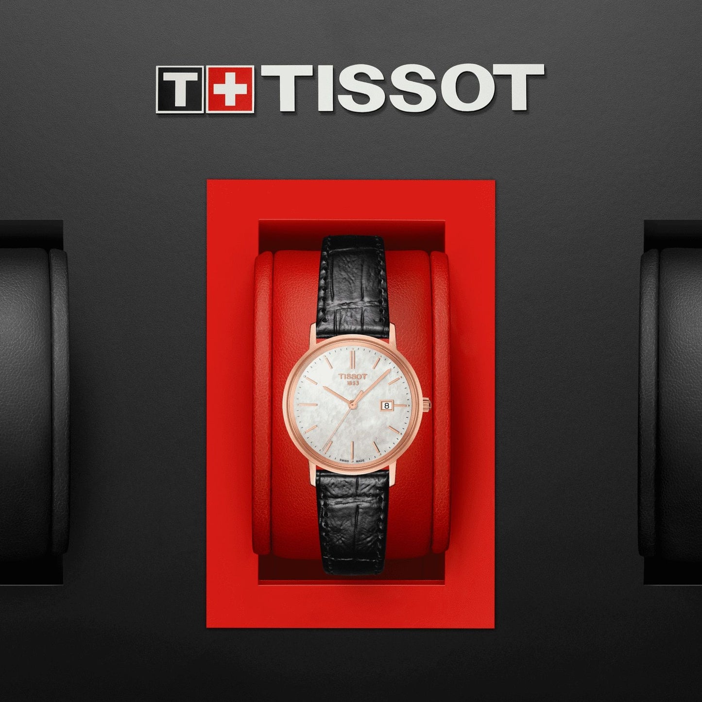 Tissot Goldrun Lady 18K Gold (Leather, Black) Indexes