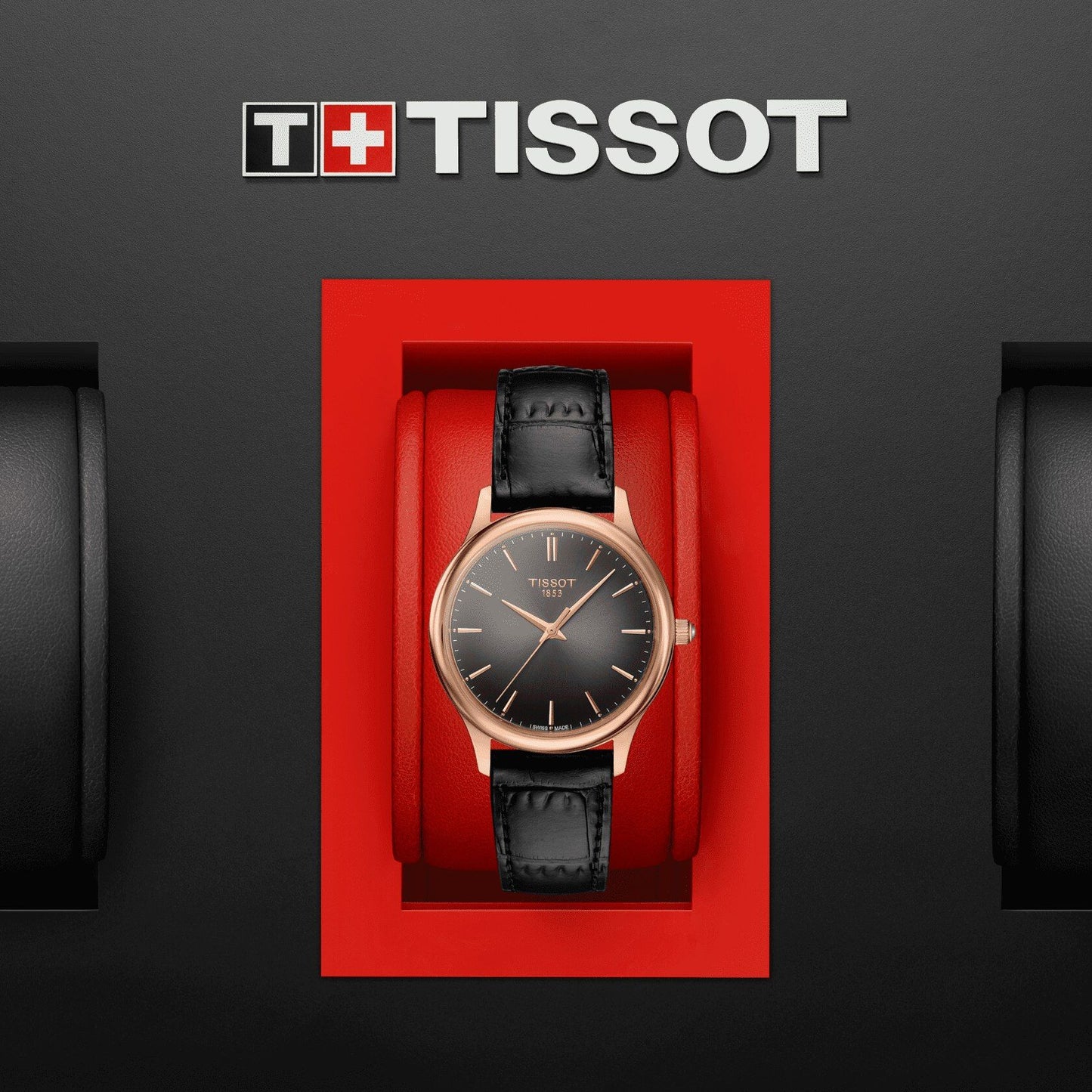 Tissot Excellence Lady 18K Gold (Leather, Black) Indexes