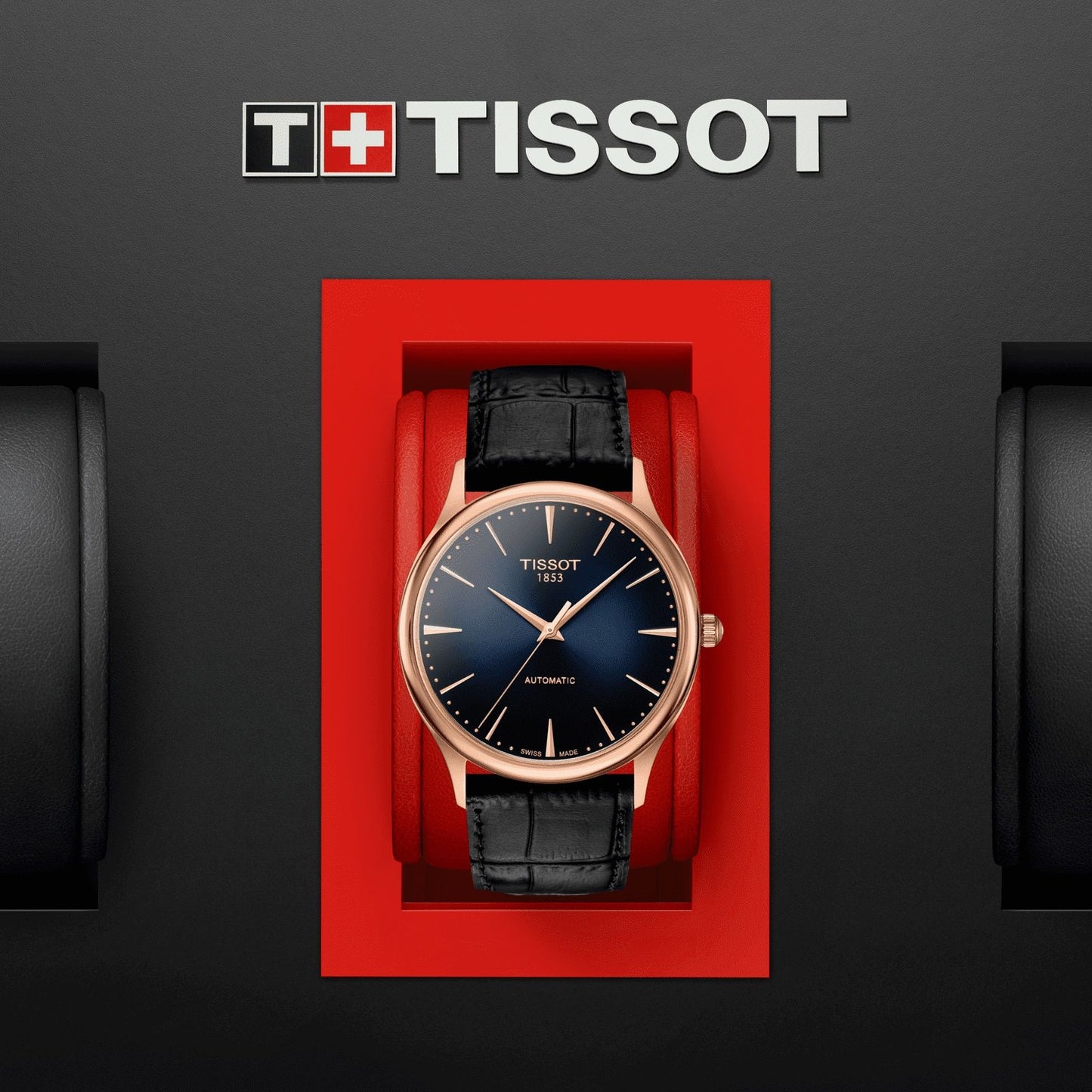 Tissot Excellence Automatic 18K Gold (Leather, Black) Indexes