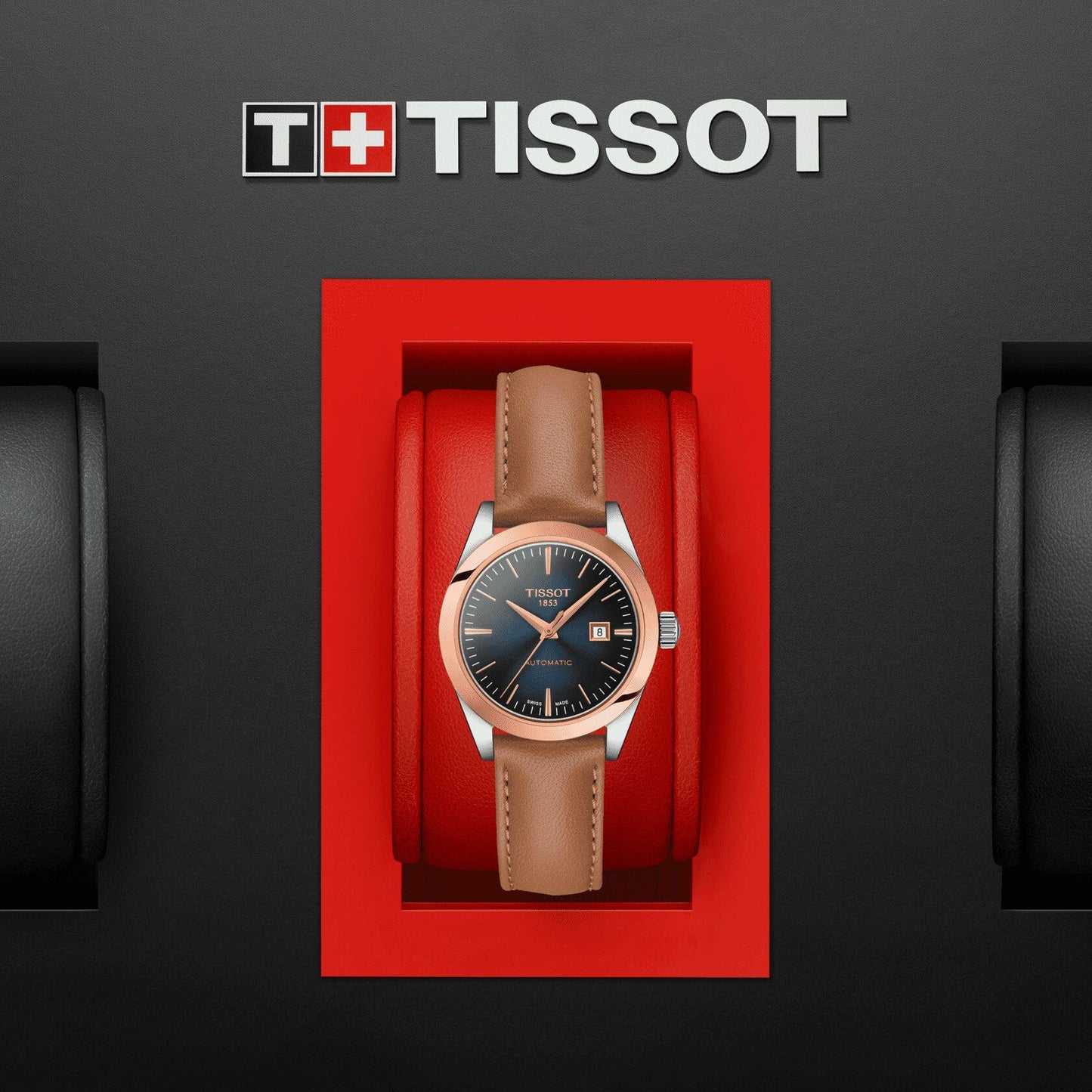 Tissot T-My Lady Automatic 18K Gold Bezel (Leather, Brown) Indexes