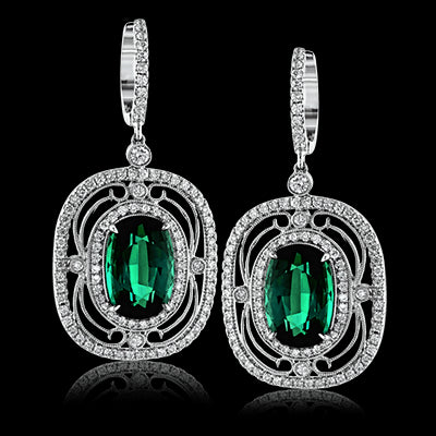 Simon G. Color Earring 18k Gold (White) 7.12 ct Tourmaline 1.12 ct Diamond