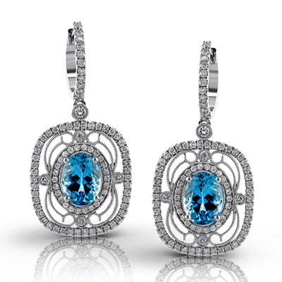 Simon G. Color Earring 18k Gold (White) 2.28 ct Aquamarine 1 ct Diamond