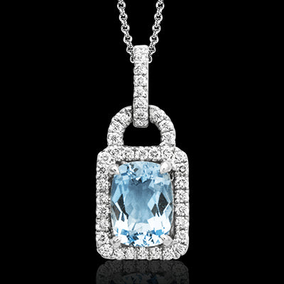 Simon G. Color Pendant 18k Gold (White) 1.4 ct Aquamarine 0.23 ct Diamond