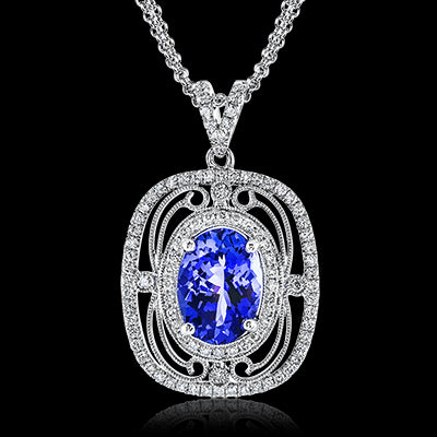 Simon G. Color Pendant 18k Gold (White) 4.25 ct Tanzanite 0.5 ct Diamond