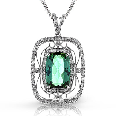 Simon G. Color Pendant 18k Gold (White) 5.67 ct Tourmaline 0.62 ct Diamond
