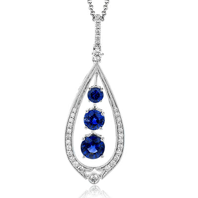 Simon G. Color Pendant 18k Gold (White) 1.57 ct Sapphire 0.31 ct Diamond