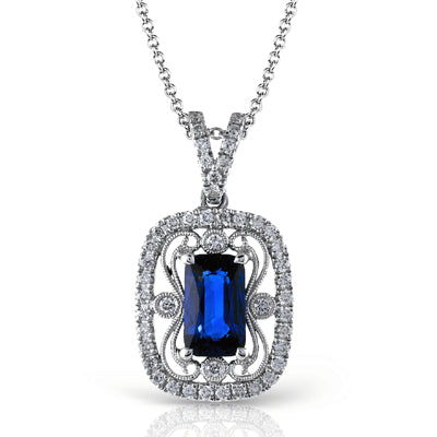 Simon G. Color Pendant 18k Gold (White) 1.22 ct Sapphire 0.26 ct Diamond