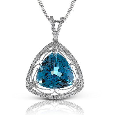Simon G. Color Pendant 18k Gold (White) 9.42 ct Aquamarine 0.41 ct Diamond