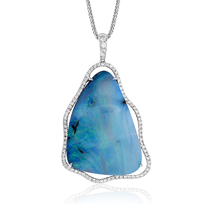 Simon G. Color Pendant 18k Gold (White) 0.34 ct Tsavorite, Sapphire 0.74 ct Diamond