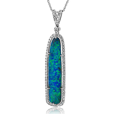 Simon G. Color Pendant 18k Gold (White) 5.6 ct Opal 0.62 ct Diamond