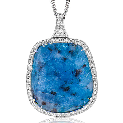 Simon G. Color Pendant 18k Gold (White) 12.1 ct Opal 0.46 ct Diamond