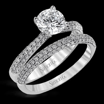 Simon G. 0.72 ctw Bridal Set 18k White Gold Round Cut Engagement Ring