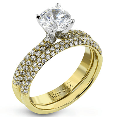 Simon G. Bridal Set 18k Yellow Gold Round Cut Engagement Ring