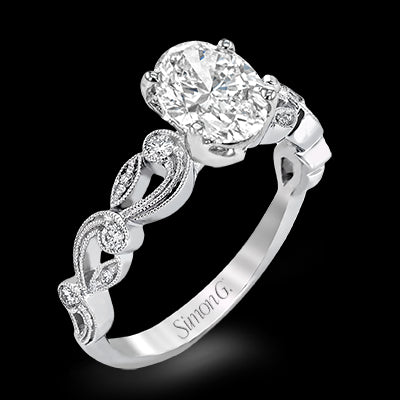 Simon G. Bridal Set 18k White Gold Oval Cut Engagement Ring