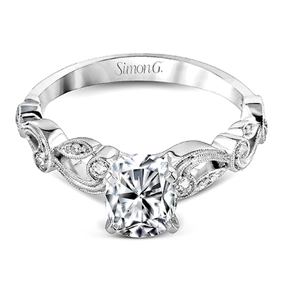 Simon G. Bridal Set 18k White Gold Oval Cut Engagement Ring