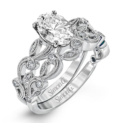 Simon G Bridal Oval-Cut Trellis Engagement Ring & Matching Wedding Band In 18K Gold With Diamonds (White)