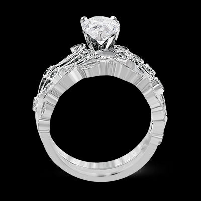 Simon G. 0.28 ctw Bridal Set 18k White Gold Pear Cut Engagement Ring