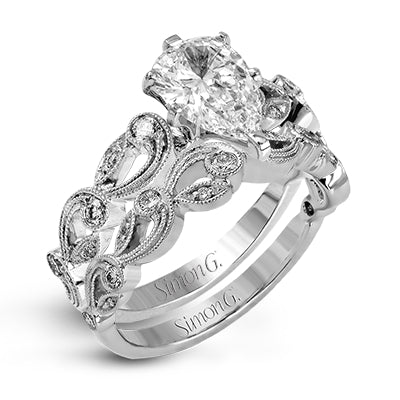 Simon G Bridal Pear-Cut Trellis Engagement Ring & Matching Wedding Band In 18K Gold With Diamonds (White)