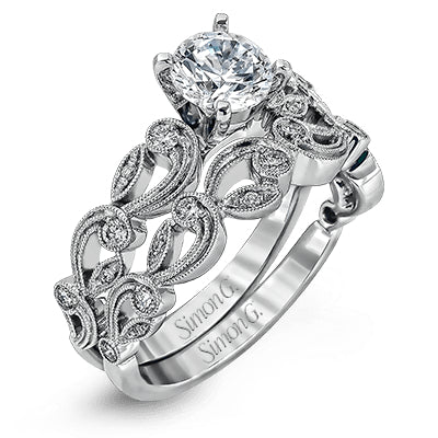 Simon G Bridal Round-Cut Trellis Engagement Ring & Matching Wedding Band In 18K Gold With Diamonds (White)